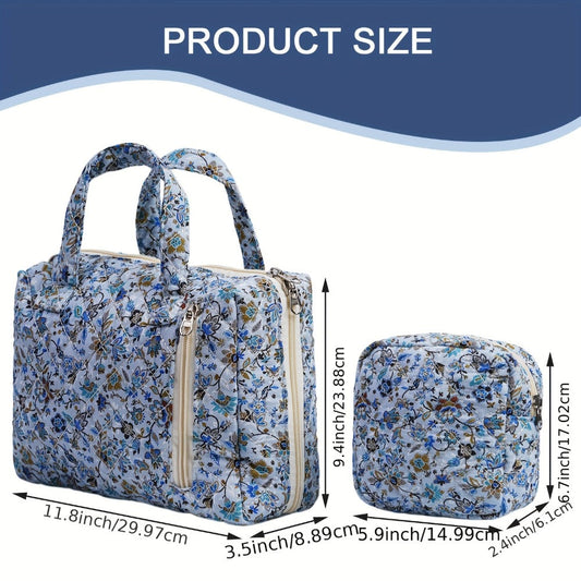 Travel Makeup Bag – 2-Piece, Quilted, for Everyday Use – alternate view