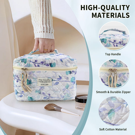 Travel Makeup Bag – 3 Piece, Quilted, for Travel – alternate view