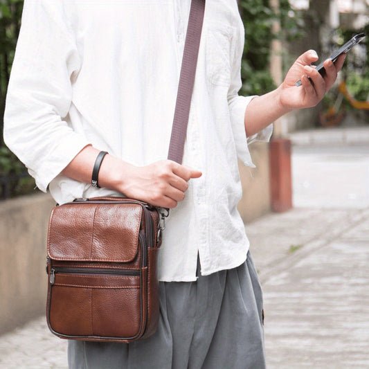 Men's Crossbody Bag – Genuine Leather, Large Capacity, for Travel & Work – detail view 2
