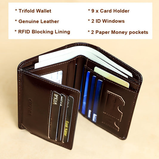Men's Wallet – RFID Blocking, Oil Wax Leather Trifold Rfid – detail view 2
