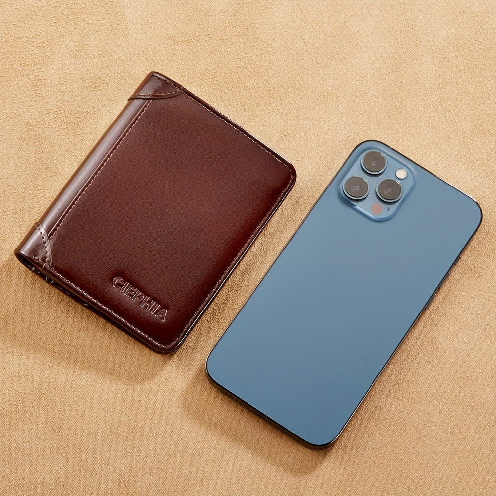 Men's Wallet – RFID Blocking, Oil Wax Leather Trifold Rfid – detail view 9
