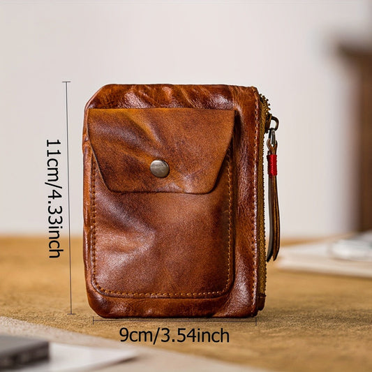 Men's Wallet – 2 Colors, Snap Coin Organizer Zipper Leather – alternate view
