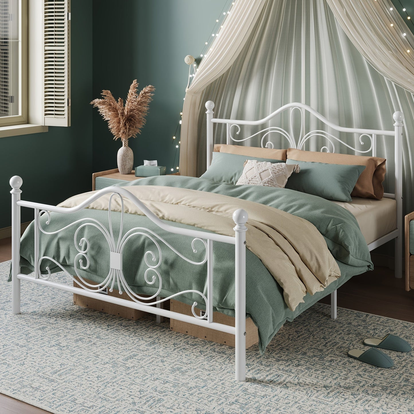 Bed Frame shown in the White, Full option