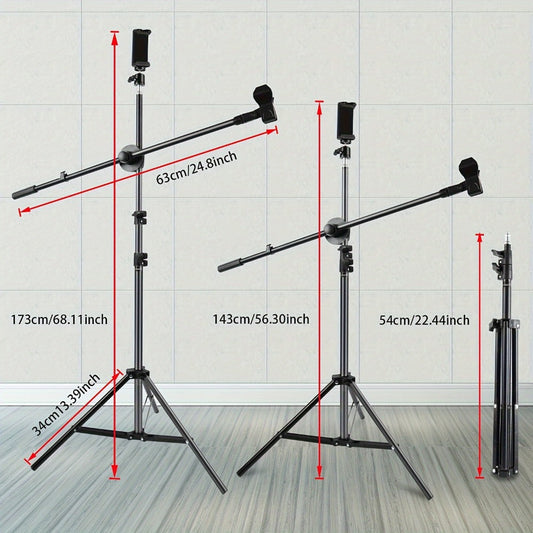 Microphone Boom Stand with 360-Degree Ball Head, XLR Port and Dual Clips detail image