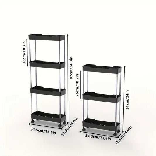 Multi-Tier Slim Storage Cart with Adjustable Shelves and Rolling Wheels detail image