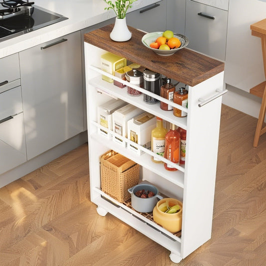 Narrow Rolling Slim Storage Cart with Locking Wheels for Bathroom detail image