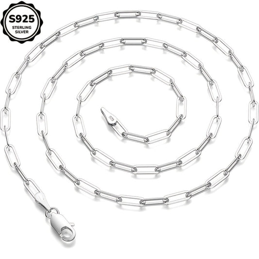 Necklace for Women - 925 Sterling Silver Paperclip Chain 3mm Bohemian Style Synthetic Stone for - product detail view 2