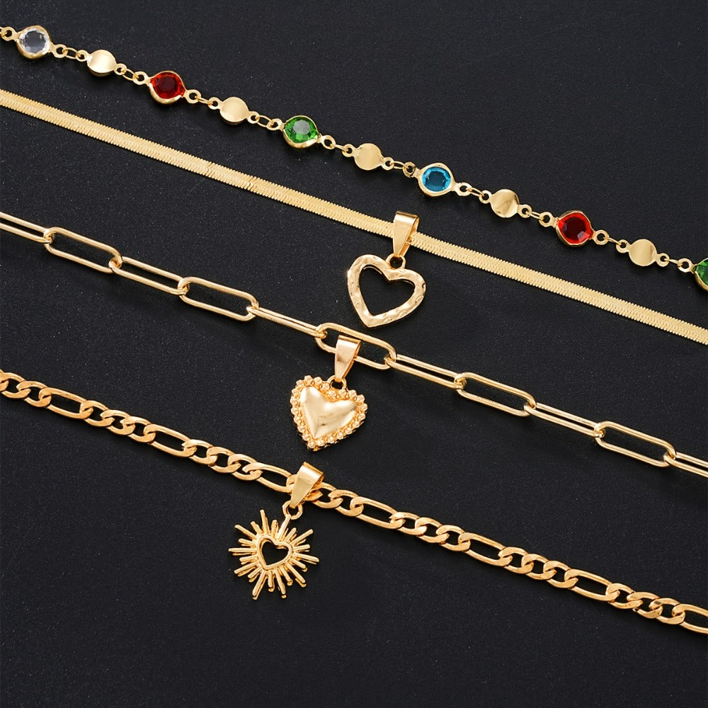Necklace for Women - Y Set 4pcs Rhinestone Minimalist Elegant Colorful Crystal Lariat for - product detail view 6