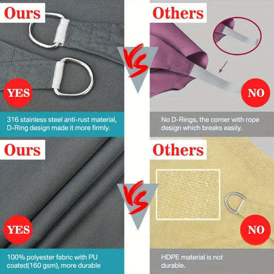 Outdoor Sun Shade Sail with Reinforced Corners and Multiple Color Options detail image