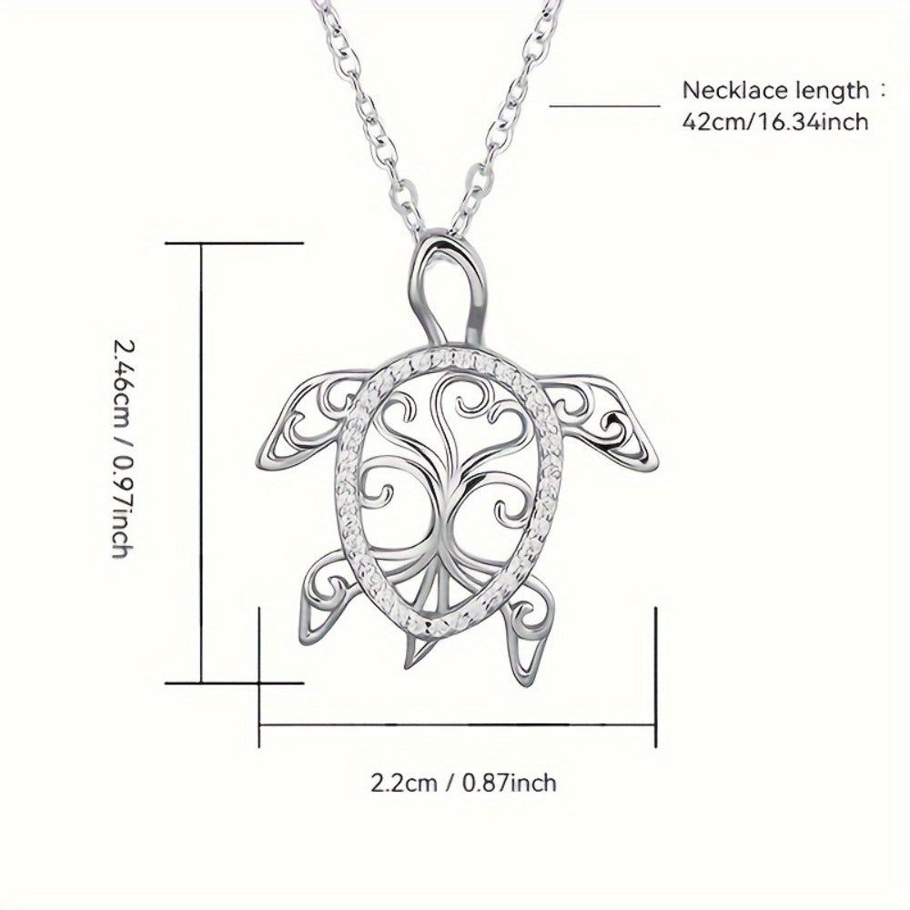 Pendant Necklace - 925 Sterling Silver Sea Turtle Tree of Life Ocean Women Beach Jewelry Gift - product detail view 5