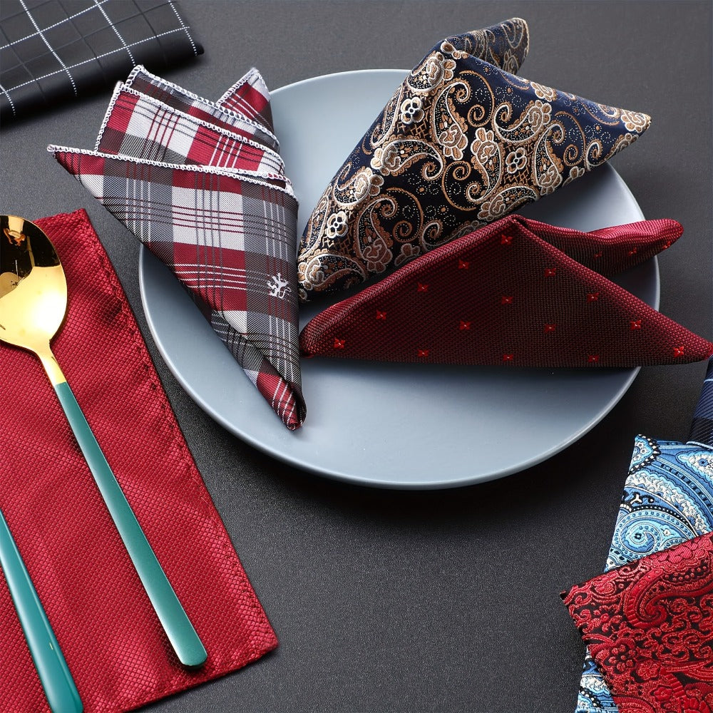 Pocket Squares - for Men 52pcs Bulk Set - Soft Woven Handkerchief Suit Accessories 9x9 Inch - product detail view 7