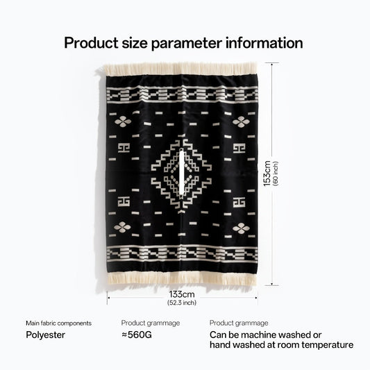 Ponchos & Shawls - Poncho for Men Vintage Geometric Pattern Tassel Detail Warm Acrylic Shawl - product detail view 2