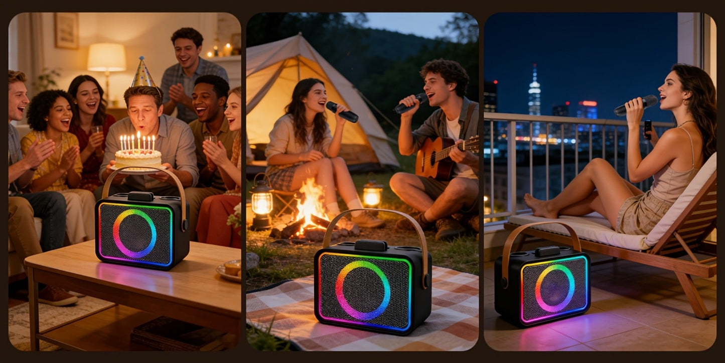 Portable PA Speaker, Black, Wireless, USB, Karaoke, Machine, Microphones for Parties detail image - detail view 10