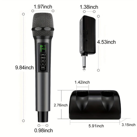 Portable PA Speaker, Dark Gray, Wireless, Dynamic, Dual, Microphones for Parties detail image