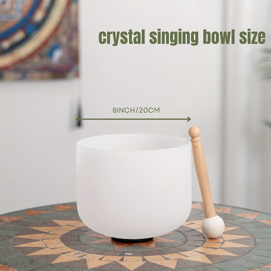 Quartz Crystal Singing Bowl, 8-Inch White Sound Bowl with Mallet detail image
