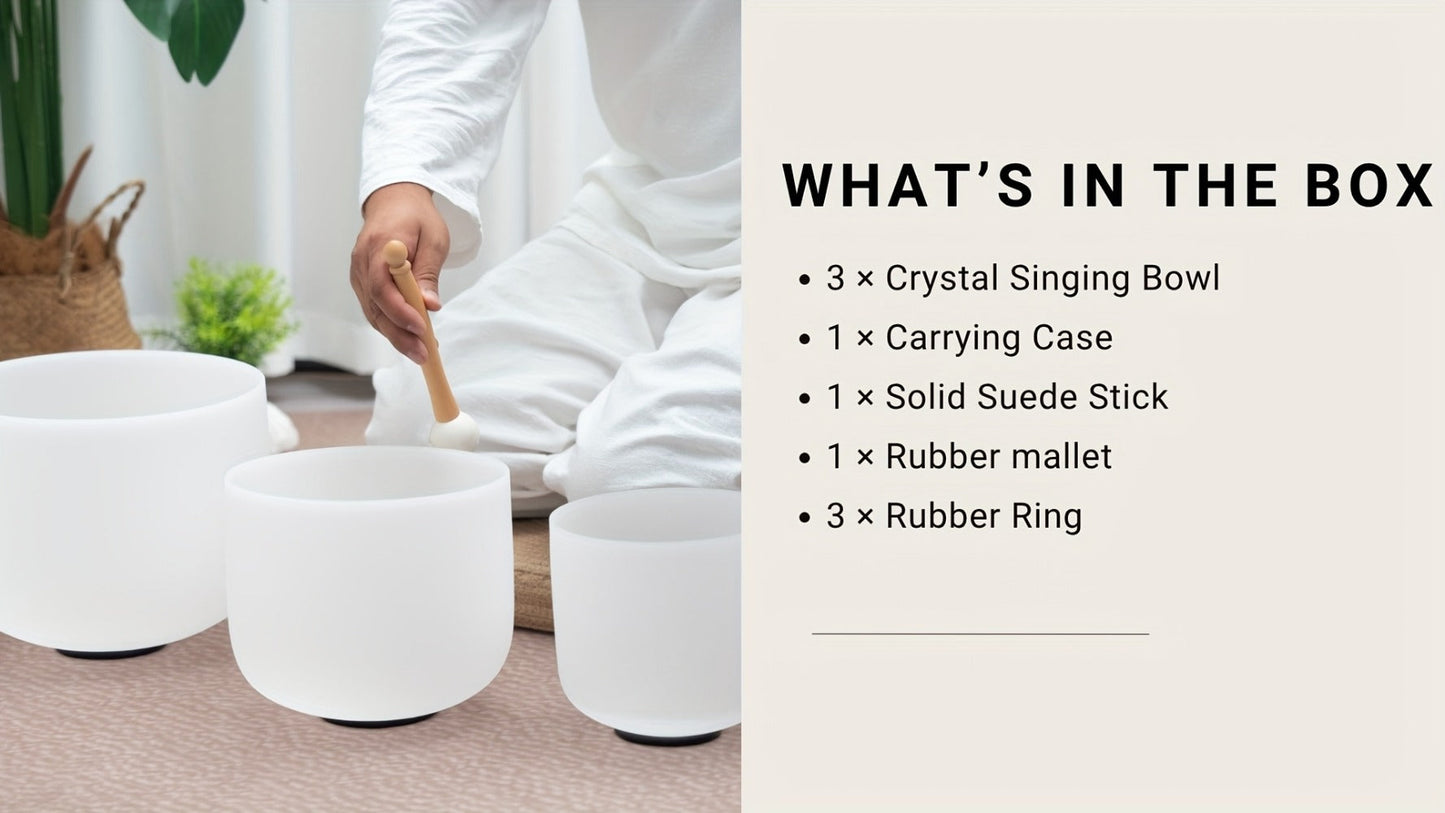 Quartz Crystal Singing Bowl Set, 7 to 11-Inch Three-Bowl Set with Case detail image - detail view 17