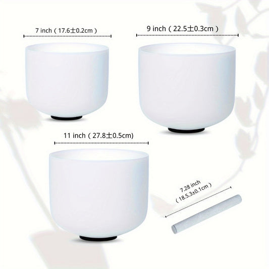 Quartz Crystal Singing Bowl Set, 7 to 11-Inch Three-Bowl Set with Case detail image