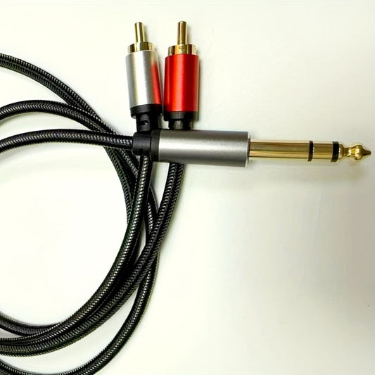 RCA Audio Cable, 6.5mm, Large, Three-Core/2RCA, Male/Male for Connecting Audio Sources detail image