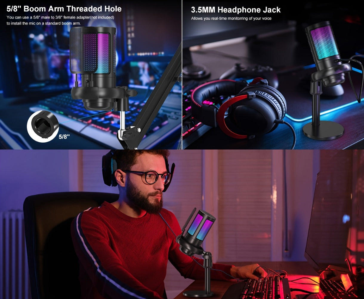 Recording Microphone, USB, RGB, USB-C, Computers, Ideal for Recording and Streaming detail image - detail view 12