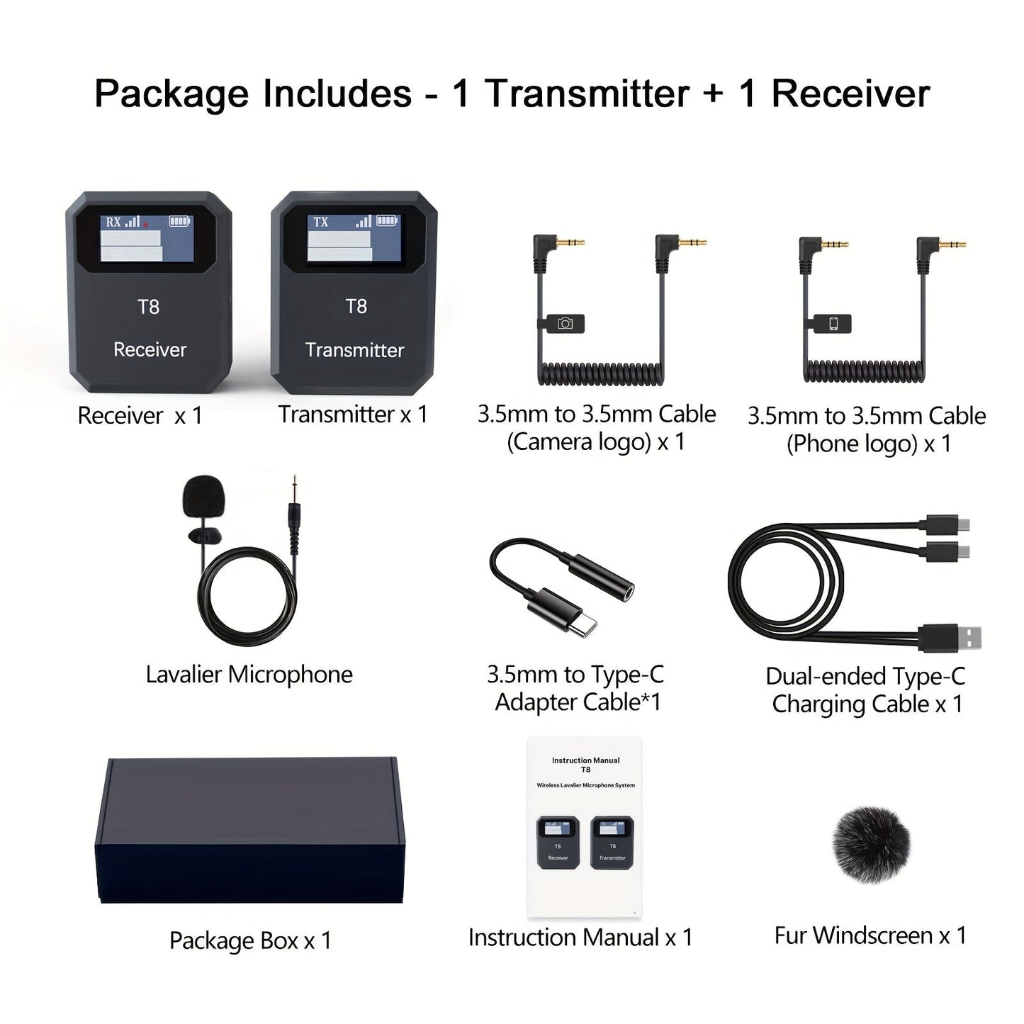 Recording Microphone shown in the 1 Transmitter + 1 Receiver option