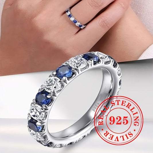 Rings for Women - 925 Sterling Silver Ring for - Blue & White Synthetic Zirconia Stone - product detail view 2