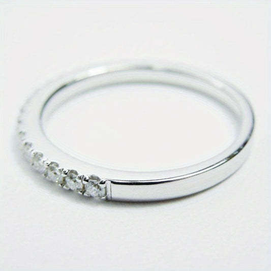 Rings for Women - Moissanite Wedding Band 925 Sterling Silver 0.1 Carat Round Cut Ring - product detail view 2