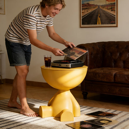 Round End Table with Hidden Storage, Small Sofa Side Table for Living Room detail image