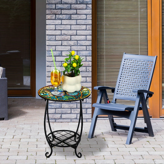 Round Outdoor Side Table, Adirondack Side Table for Outdoor Serving and Relaxation detail image
