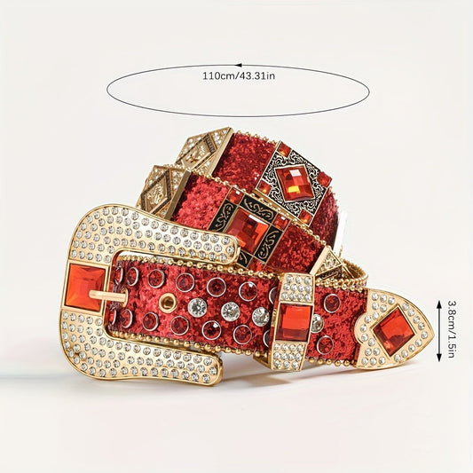 Women's Belt - Punk Rhinestone for | Rock & Roll Inlaid Crystal Waist | European American - product detail view 2