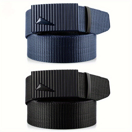 Men's Belt - Ratchet for 2 Pack Automatic Buckle No-Hole Adjustable Nylon Woven Slide - product detail view 2