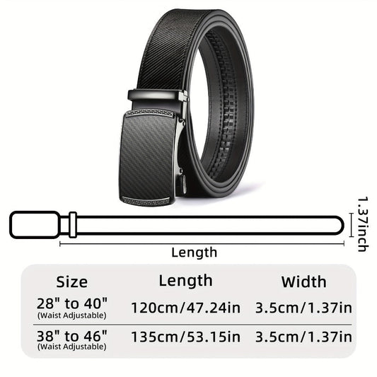 Men's Belt - Ratchet for Premium Leather Slide Automatic Click Buckle No-Hole - product detail view 2