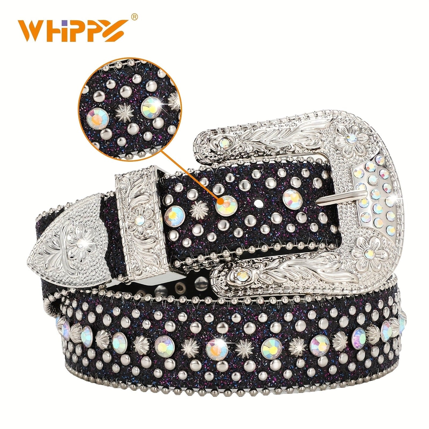 Men's Belt - Rhinestone Bling Waist Chain Body Chain for Women Sparkling Crystal Sequin - product detail view 47