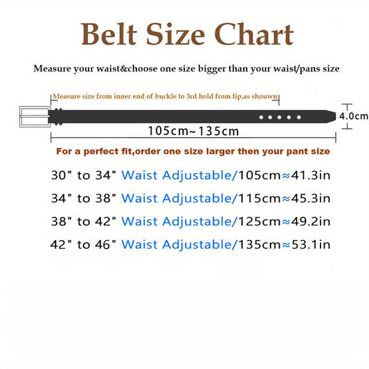 Men's Belt - 's Genuine Leather Set 2-Pack Alloy Pin Buckle, 4 Color Combos, Waist 30 - product detail view 2