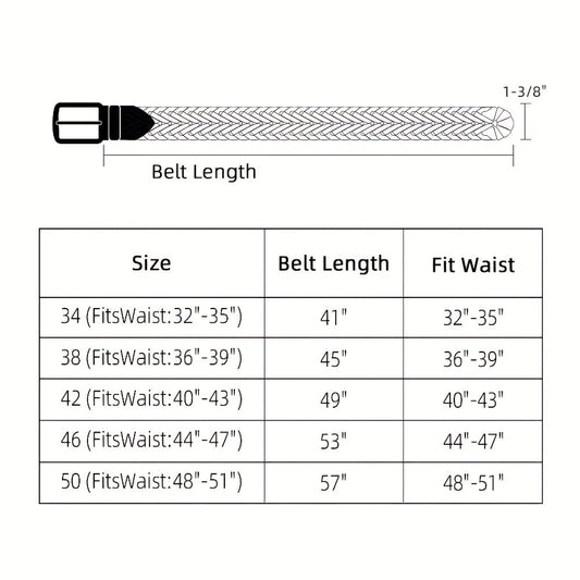 Men's Belt - 's Leather Braided Casual Dress for Jeans Golf Pants, 5 Colors, Sizes 34 - product detail view 2