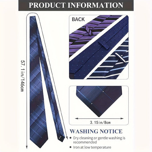 Men's Necktie - 6 Pack Jacquard Woven 100% Polyester Classic Formal Ties - 57 Inch Length - product detail view 2