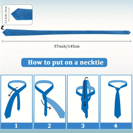 Men's Necktie - Solid Color Bulk 40 Pack Satin Dress Ties Set, Assorted Colors for - product detail view 2