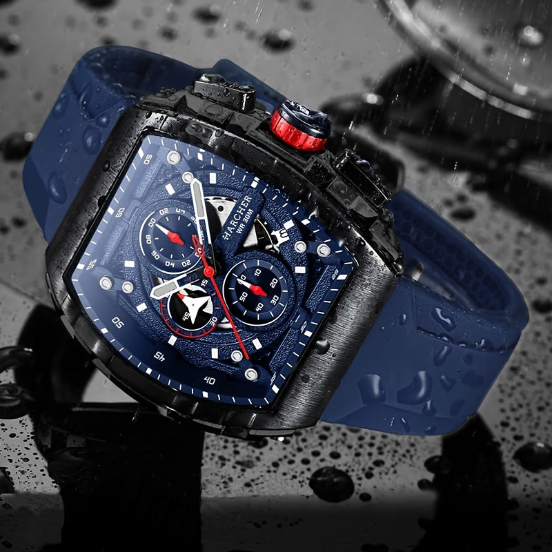 Men's Quartz Watch - Chronograph for Luxury Tonneau Sport Wristwatch Luminous Waterproof Racing - product detail view 16
