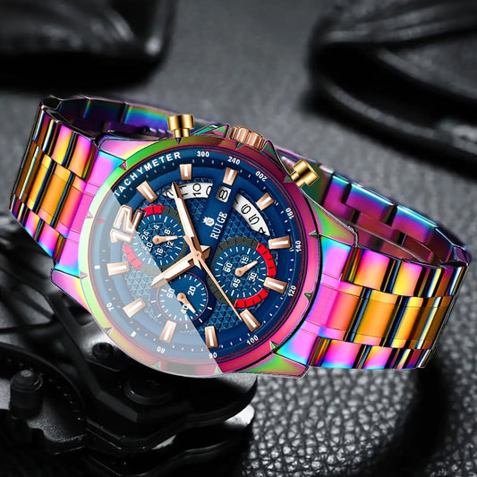 Women's Quartz Watch - Colorful 's with Date Display & Night Light Stainless Steel Band, Trendy - product detail view 2