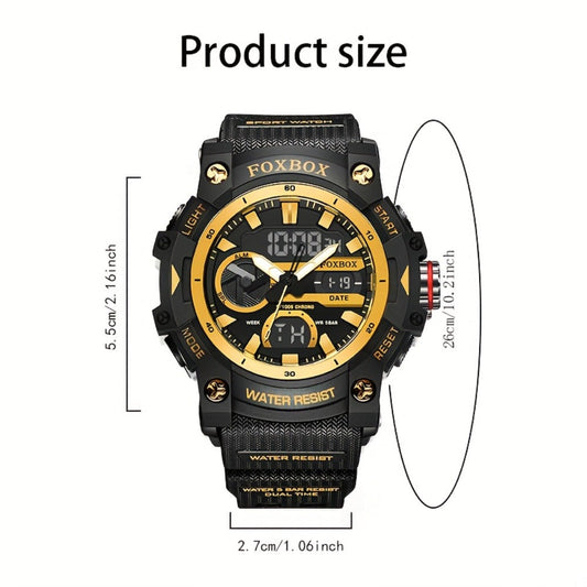 Men's Quartz Watch - FOXBOX LED Digital Night Light Stopwatch Multifunctional Outdoor Hiking - product detail view 2