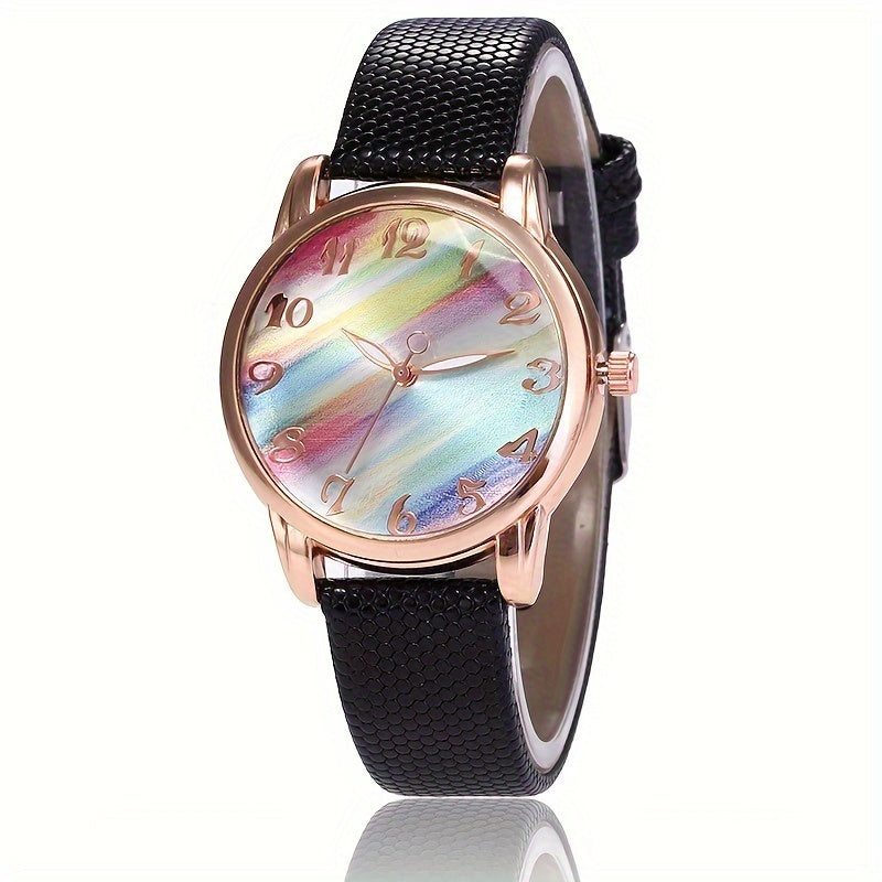 Women's Quartz Watch - Graphic Color for Girls Cute Fashion Analog Wristwatch with Colorful - product detail view 12