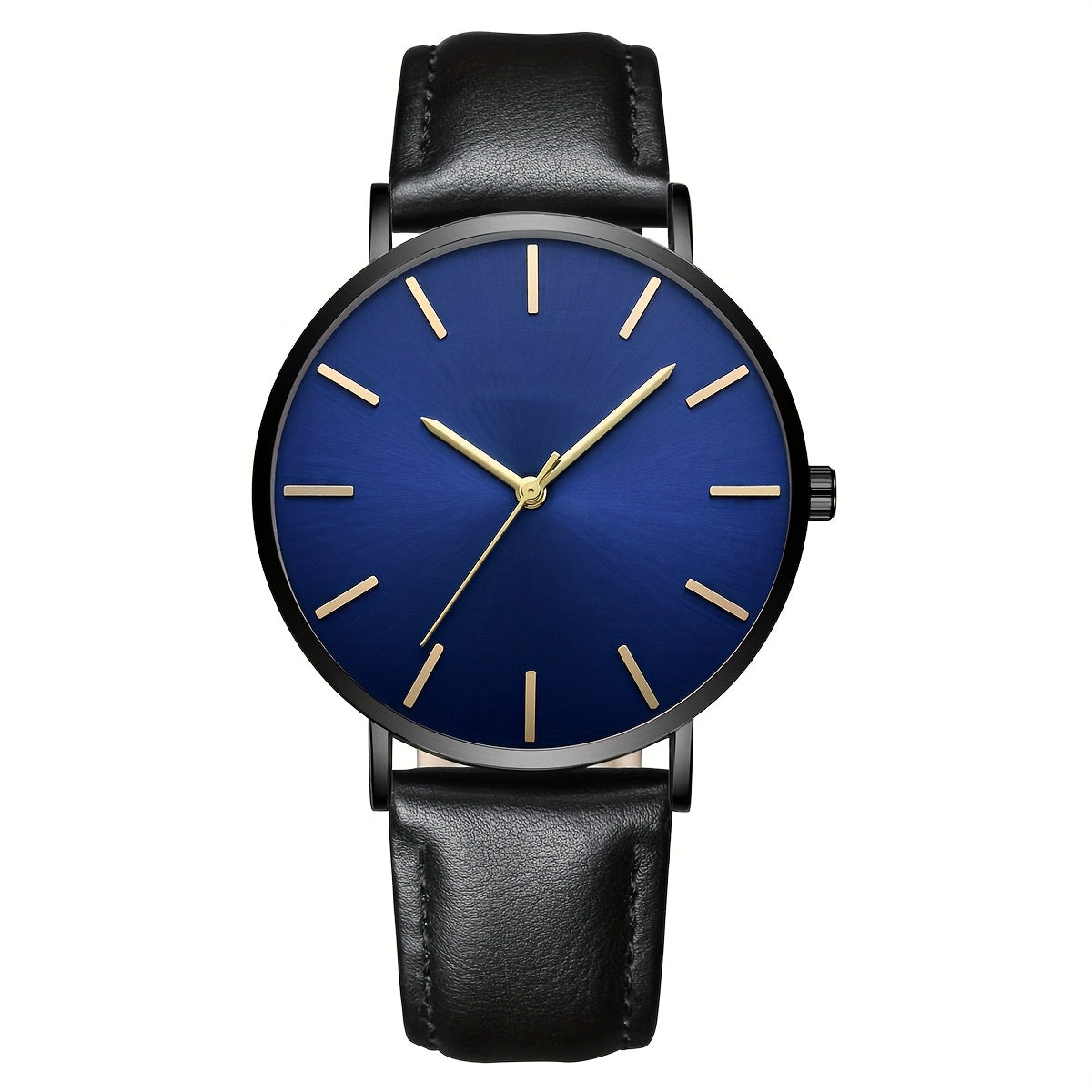 Men's Quartz Watch - Minimalist for Analog Round Dial PU Leather Strap Stainless Steel Case - product detail view 10