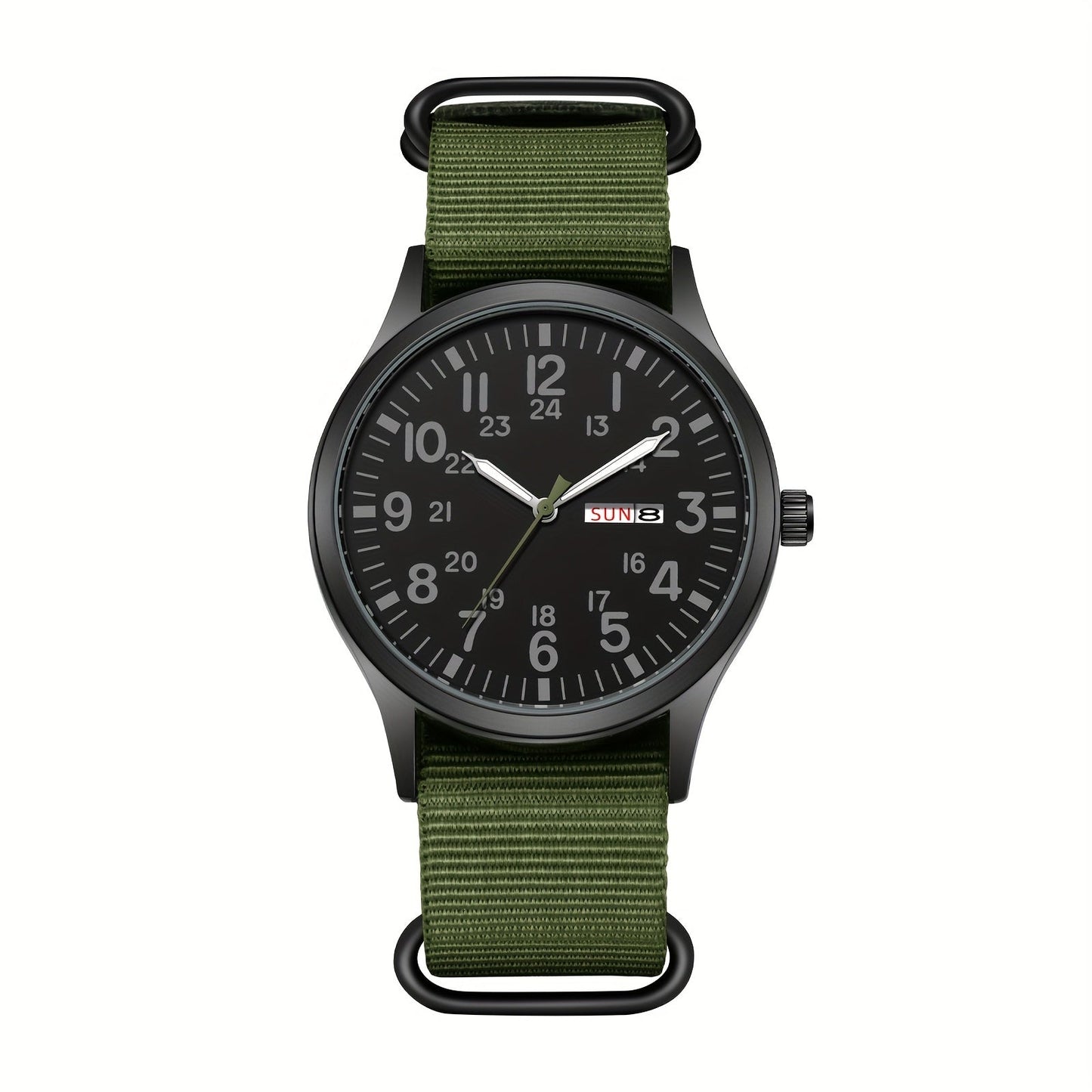 Men's Quartz Watch - 's Outdoor Sport Nylon Strap, Luminous Dial, 24H Scale & Date Calendar - product detail view 37