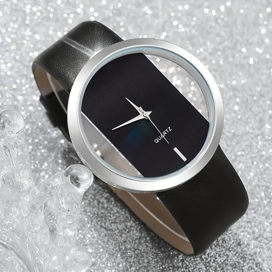 Women's Quartz Watch - 's Watches Set 3pcs, Transparent Dial Ladies Fashion PU Leather Strap - product detail view 2
