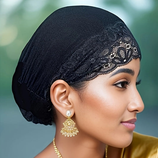 Scarf for Women - 's Lace Trim Soft Stretchy Breathable Head Wrap Hijab Shawl for Ramadan - product detail view 2