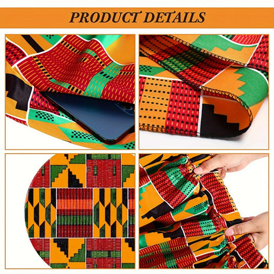 Skirt Sets - African Print Maxi Set 3 Piece Ankara Stretch with Pockets | Matching Head - product detail view 2