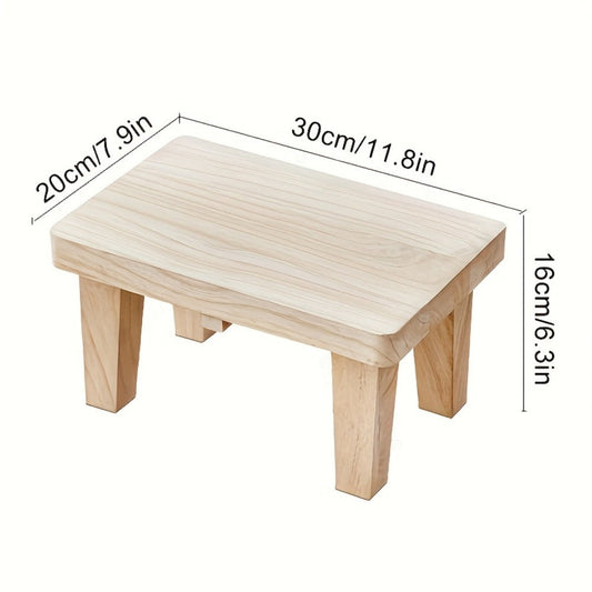 Solid Wood Stool with Footrest and Side Table for Living Room detail image