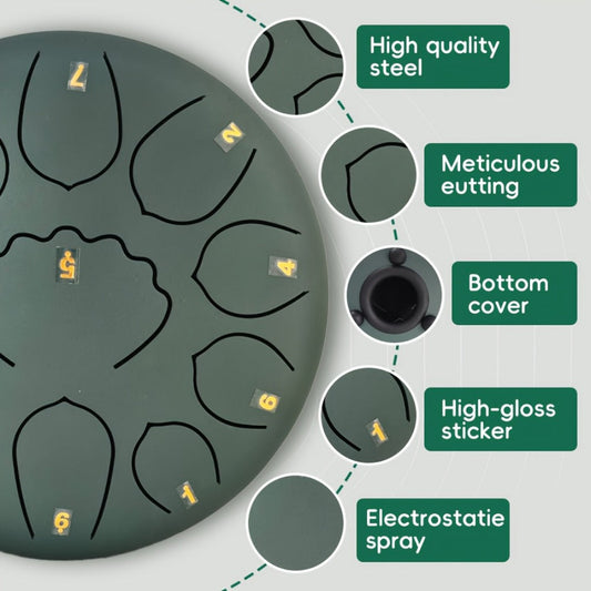 Steel Tongue Drum, 8-Inch 11-Note Rain Drum Set with Bag and Mallet Holder detail image