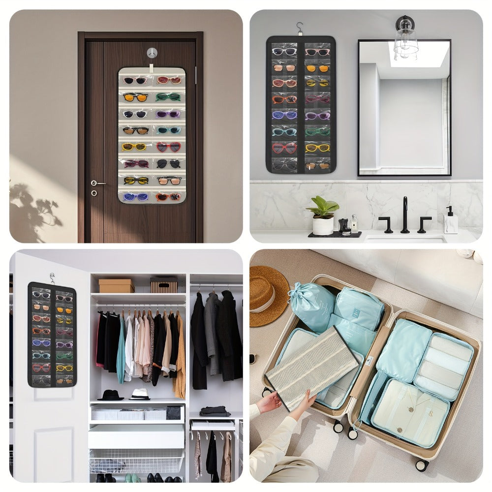 Storage Organizer - Hanging Glasses 32 Slots Wall Mounted Sunglasses Holder Double Sided 360 - product detail view 7