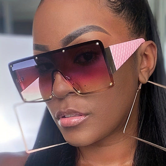 Sunglasses for Women - Large Frame Glasses Wide Brim Rhinestone Edge Accent Fashion Eyewear - product detail view 2