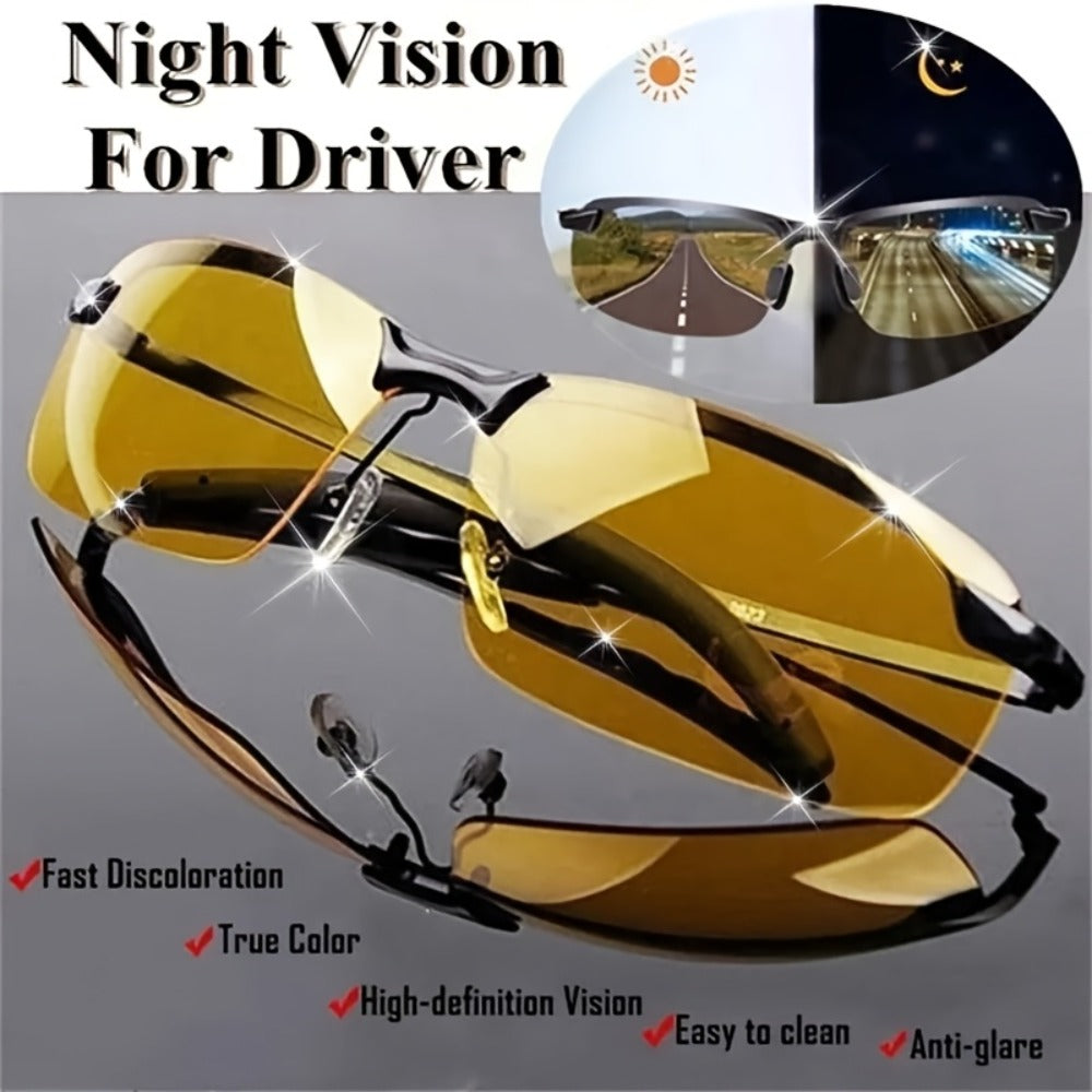 Sunglasses for Men - Night Vision Glasses 2 Pack Anti-Glare Driving Half Frame TAC Lens for - product detail view 8